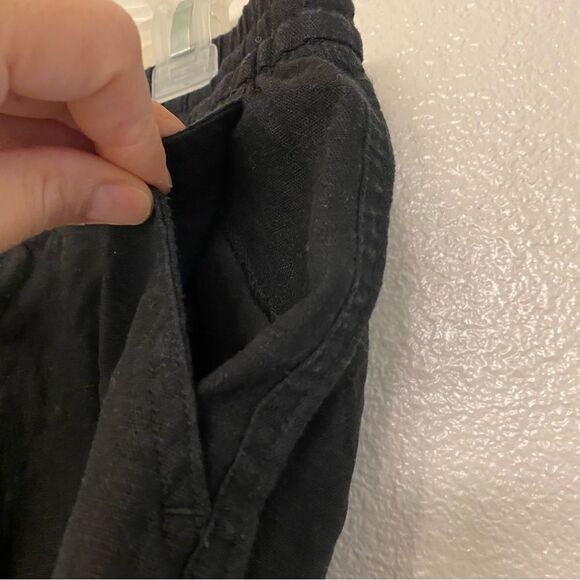 Old Navy LINEN SHORT pull on drawstring black pockets elastic waist hi rise M - Picture 4 of 11